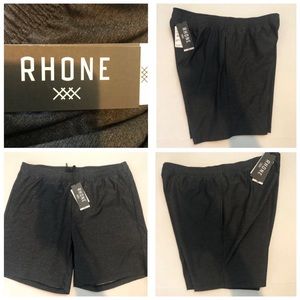 RHONE Mens GURU 7 Inch Shorts Unlined Active Training Elastic Waist Black Sz L